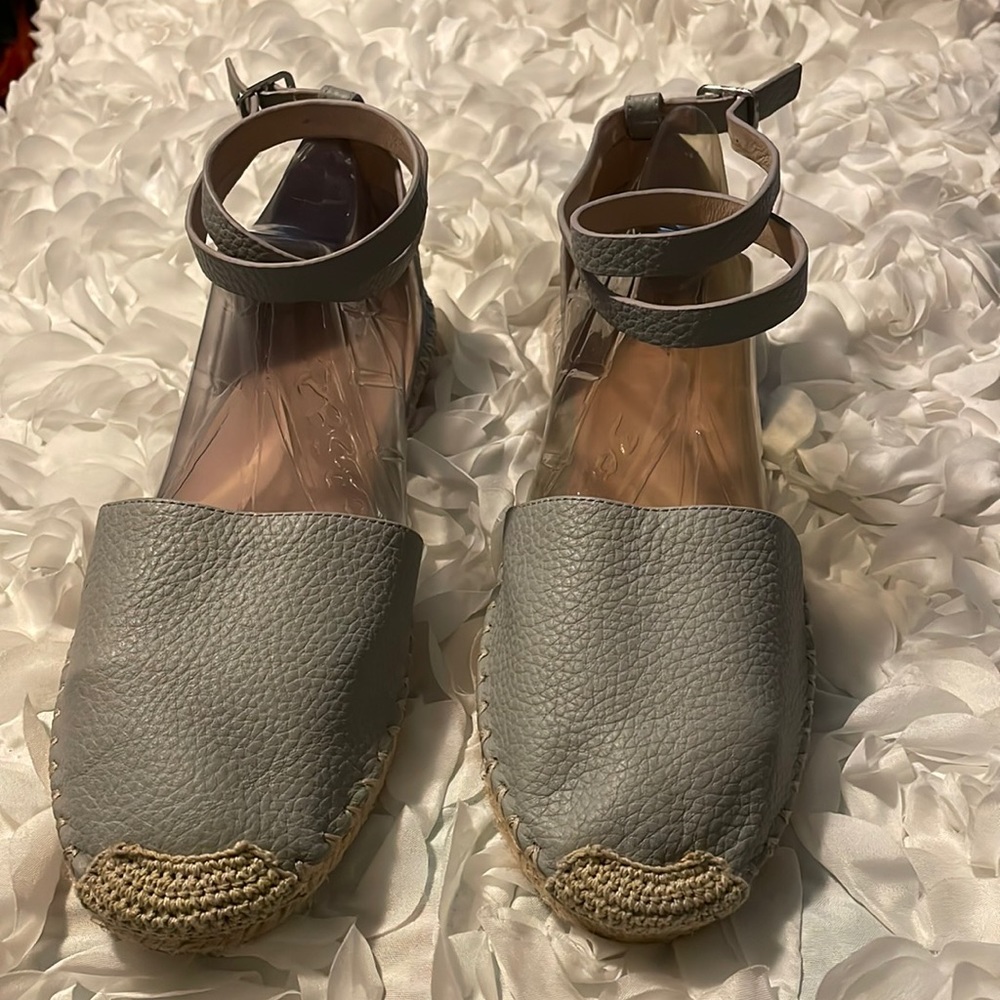 Maiden Lane genuine, leather Geneva style Espadrilles ankle strap flats